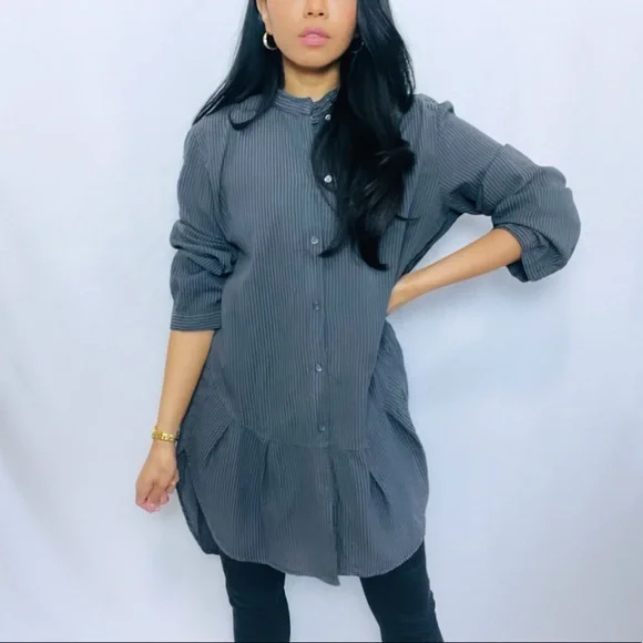 OSKA | Grey Oversized Long Sleeve Button Down Tunic Top - Picture 11 of 13